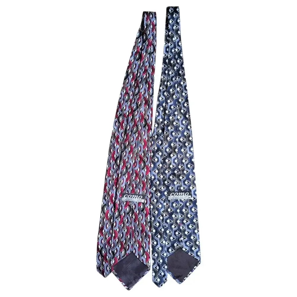 Como Collezione Tie‎ Set Mens Silk Necktie Geometric Pattern Italy Classic
